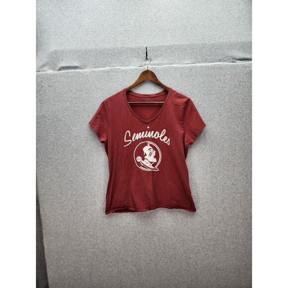 Russell Athletics Seminoles Womens Red V-Neck T-Shirt Size M - Picture 1 of 5